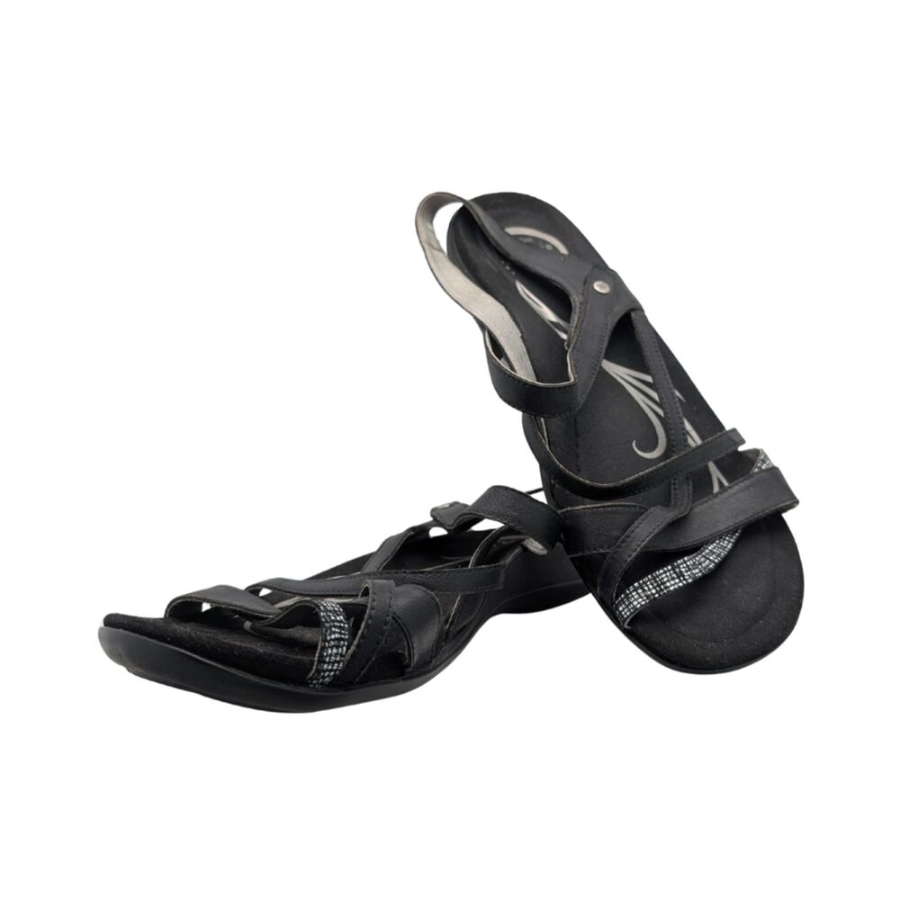 Abeo Black Strappy Slingback Sport Sandals Size Womens 8.5